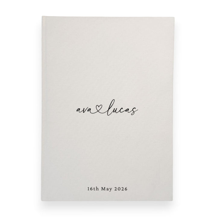 Personalised wedding guest book linen cover