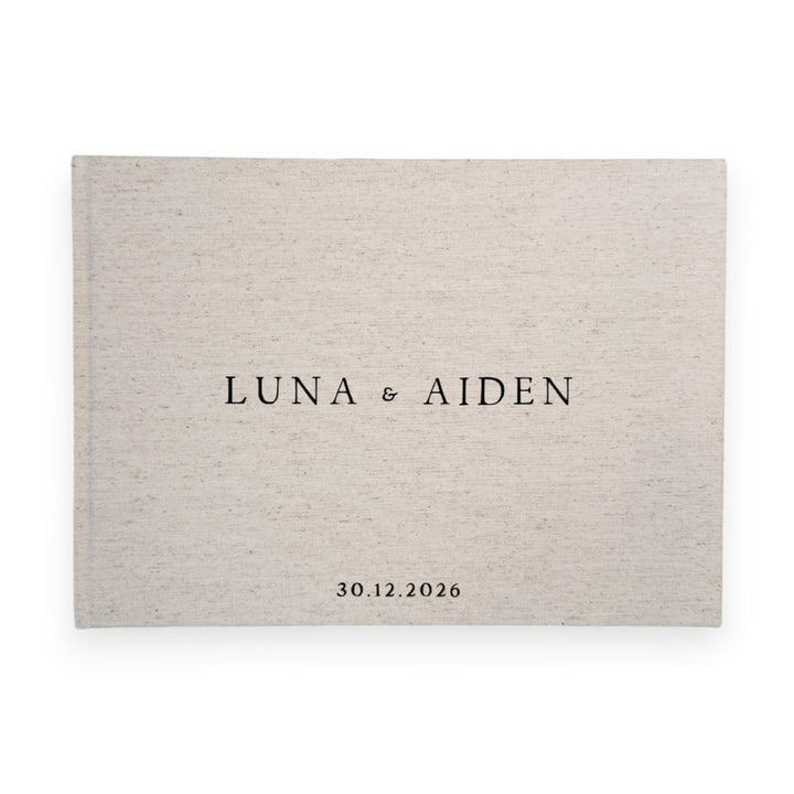 Personalised wedding guest book linen cover