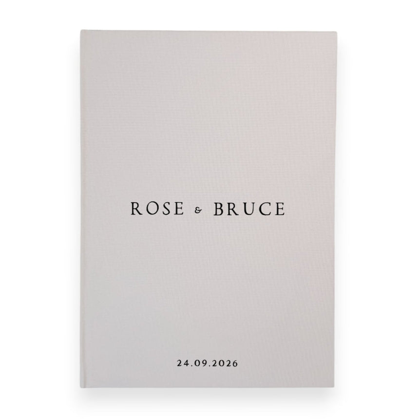 Personalised wedding guest book linen cover