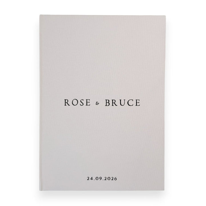 Personalised wedding guest book linen cover