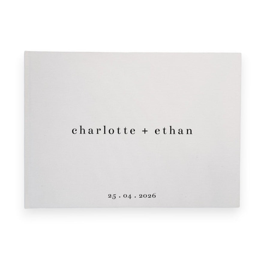Personalised wedding guest book linen cover