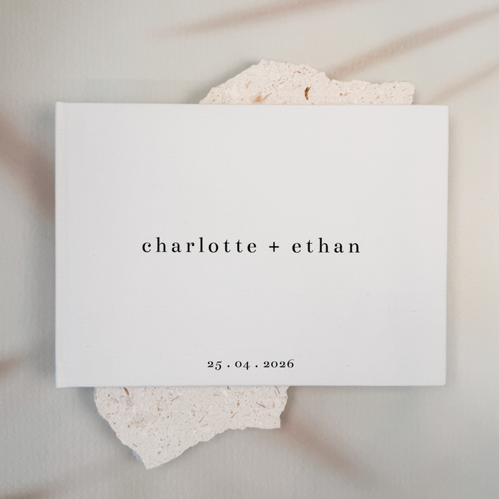 Personalised wedding guest book linen cover
