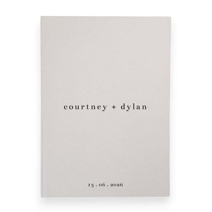 Personalised wedding guest book linen cover