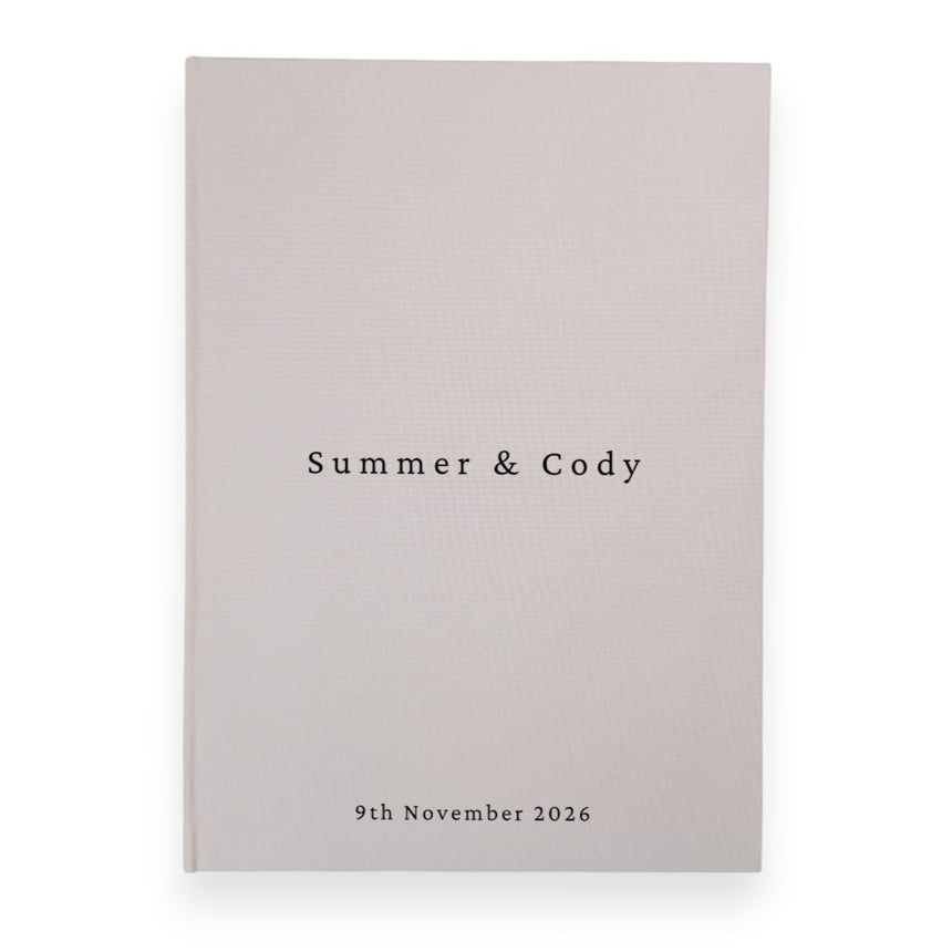 Personalised wedding guest book linen cover