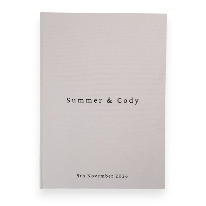 Personalised wedding guest book linen cover