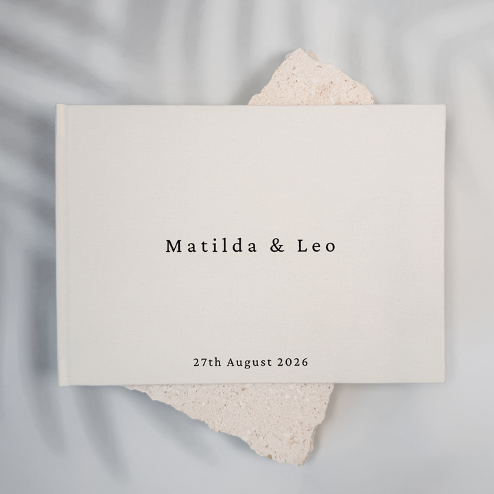 Personalised wedding guest book linen cover