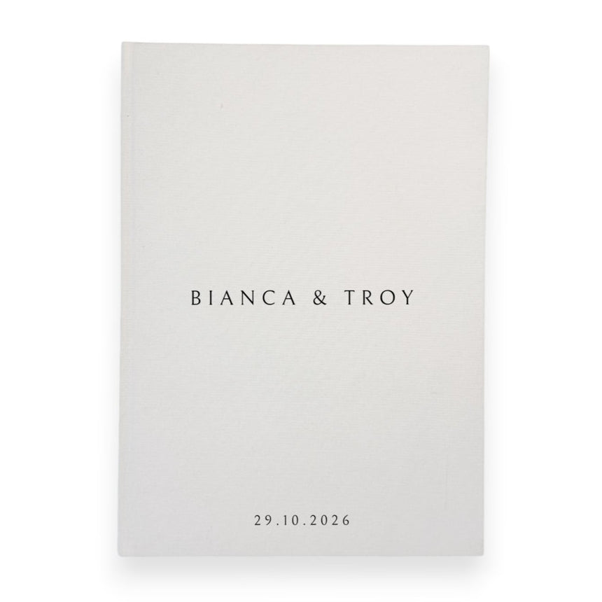 Personalised wedding guest book linen cover