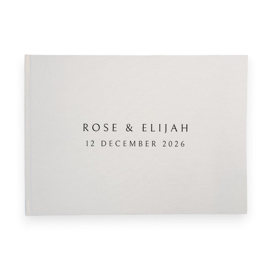 Personalised wedding guest book linen cover