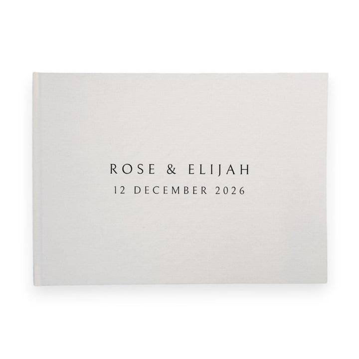 Personalised wedding guest book linen cover