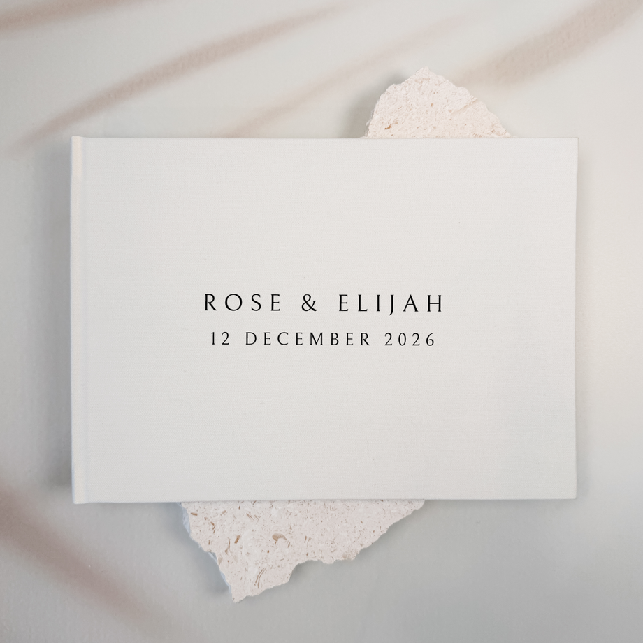 Personalised wedding guest book linen cover