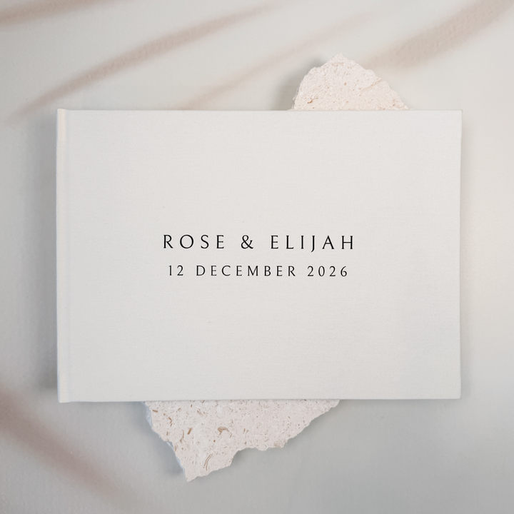Personalised wedding guest book linen cover