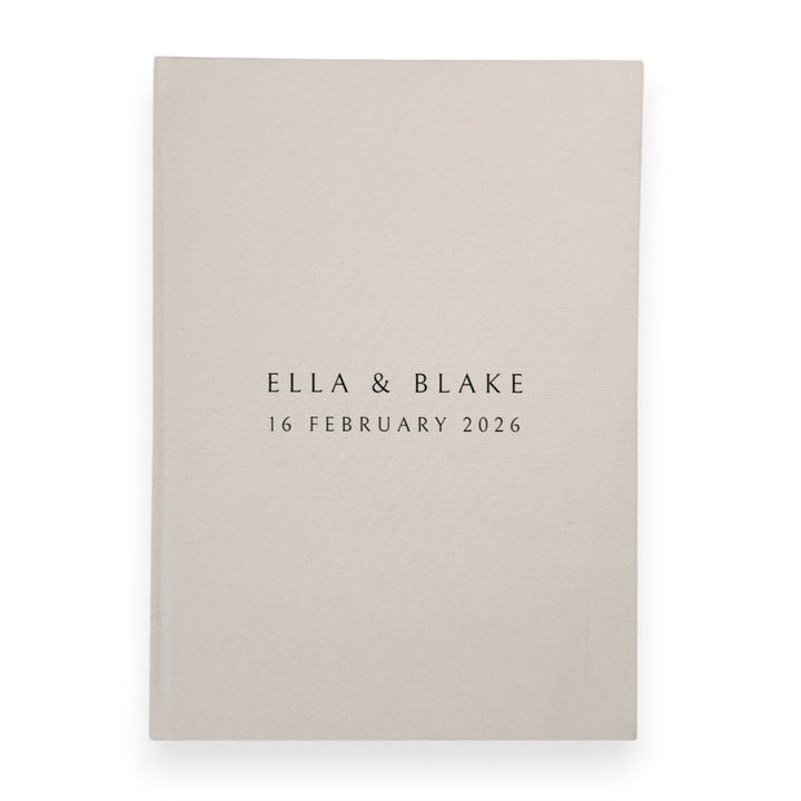 Personalised wedding guest book linen cover