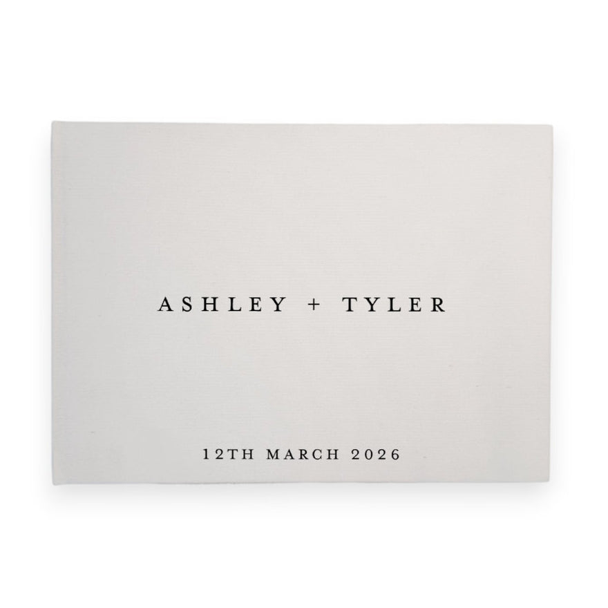 Personalised wedding guest book linen cover