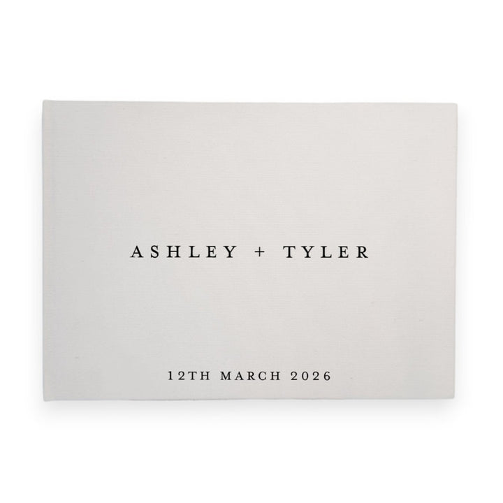 Personalised wedding guest book linen cover