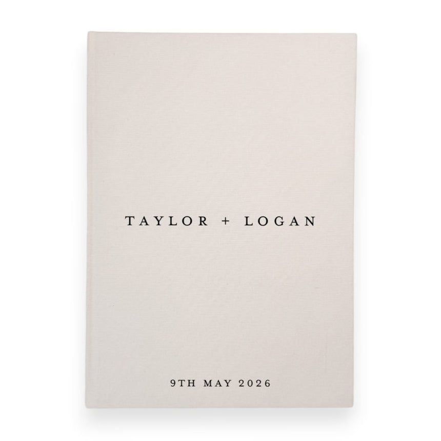 Personalised wedding guest book linen cover