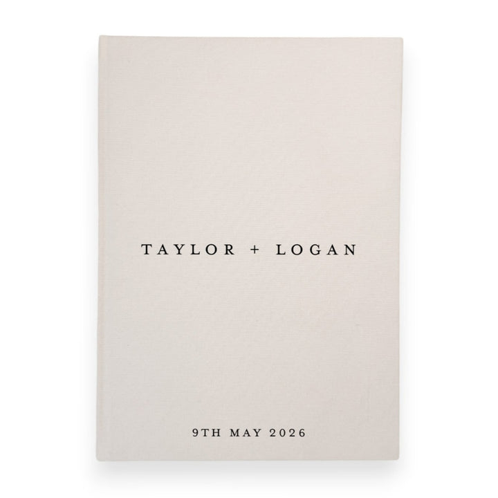 Personalised wedding guest book linen cover