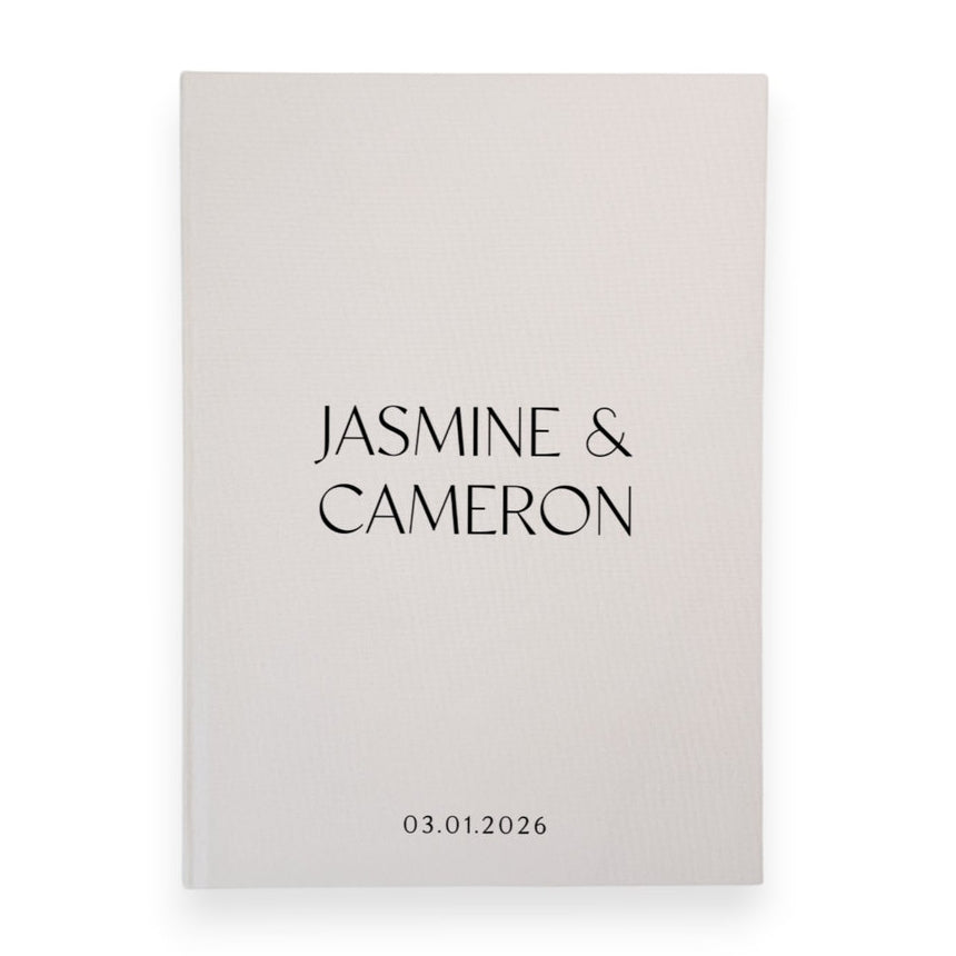 Personalised wedding guest book linen cover