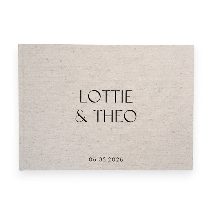 Personalised wedding guest book linen cover
