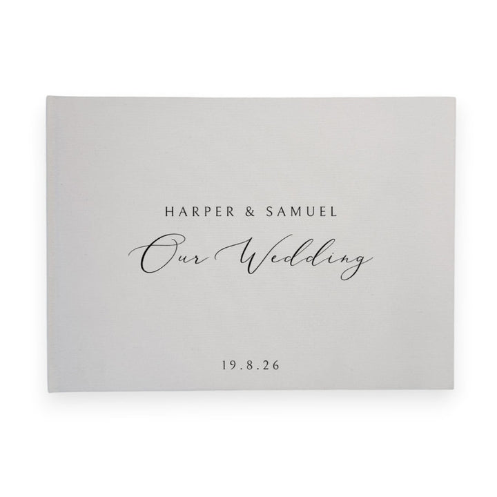 Personalised wedding guest book linen cover