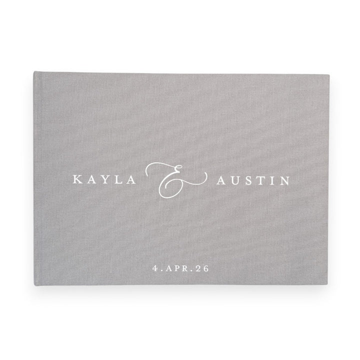 Grey linen wedding guest book