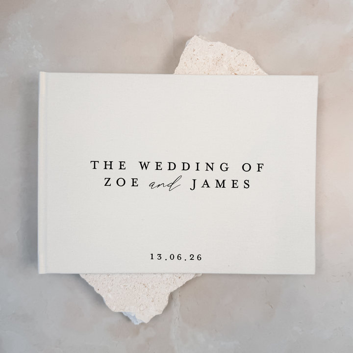Personalised wedding guest book linen cover