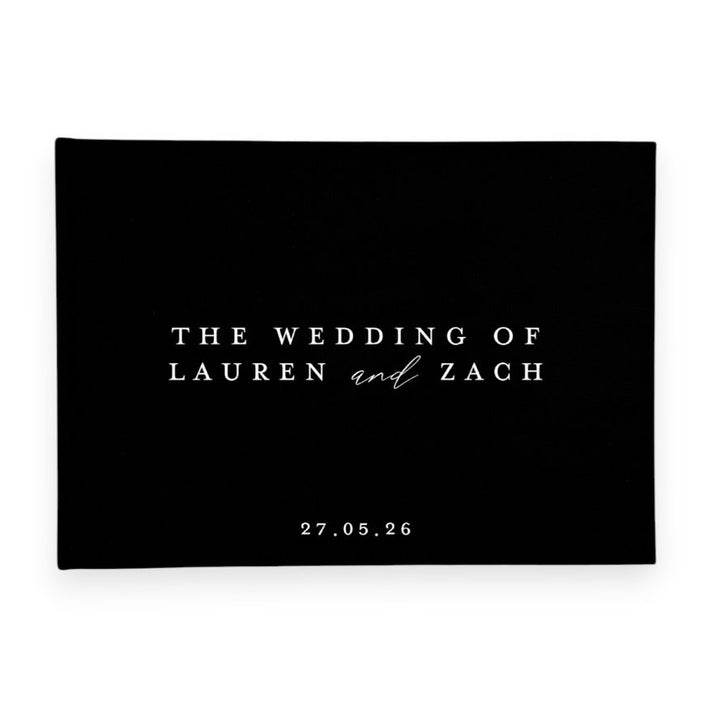 Black linen wedding guest book