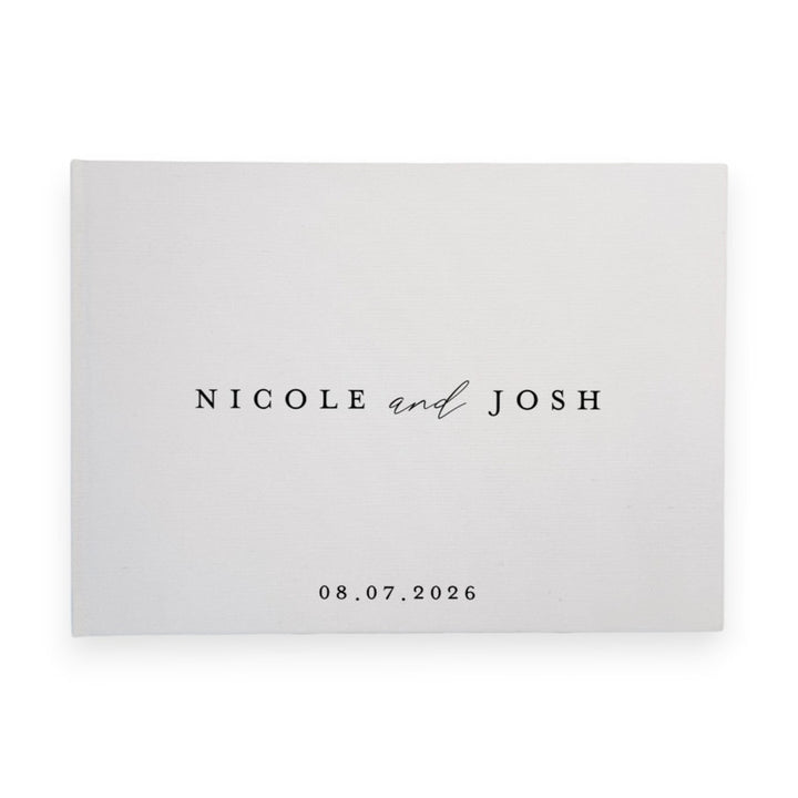 Personalised wedding guest book linen cover