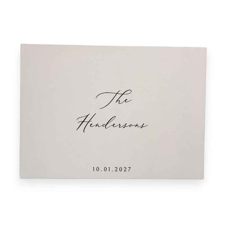 Personalised wedding guest book linen cover