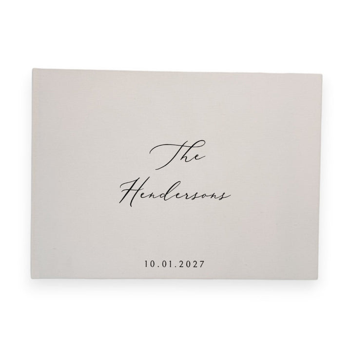 Personalised wedding guest book linen cover