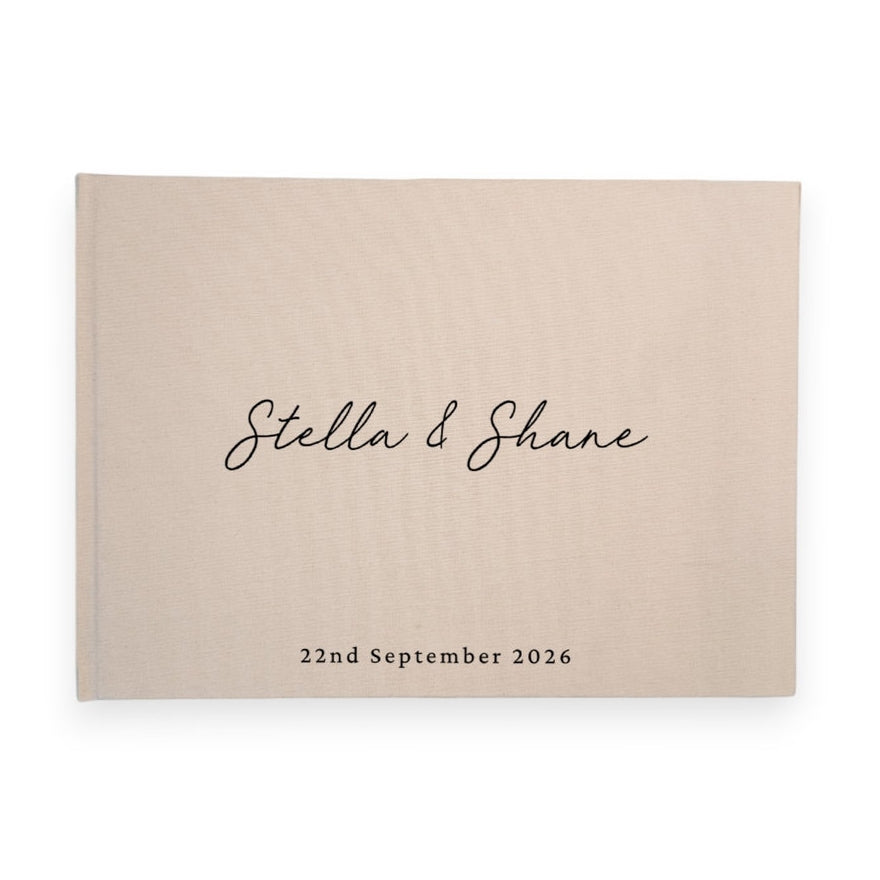 Personalised wedding guest book linen cover
