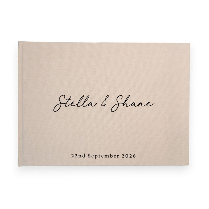 Personalised wedding guest book linen cover