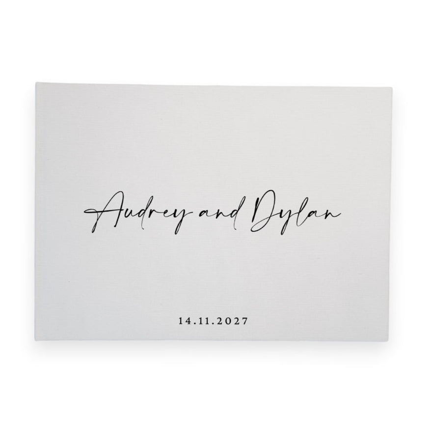 Personalised wedding guest book linen cover
