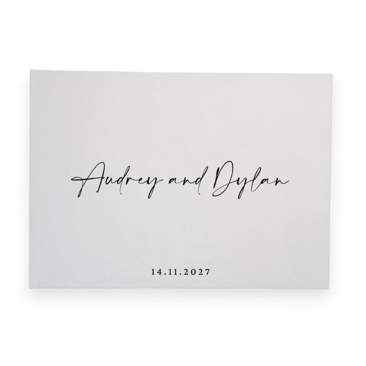 Personalised wedding guest book linen cover