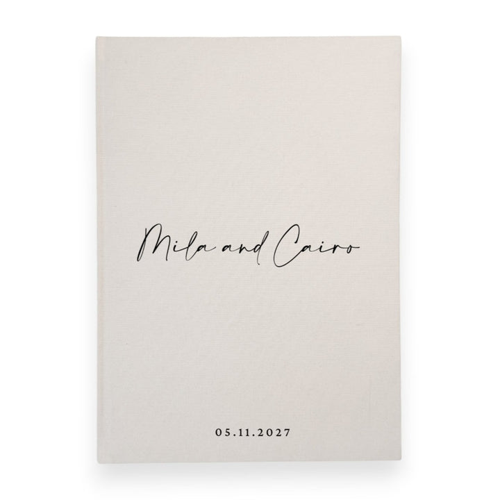Beige personalised wedding guest book