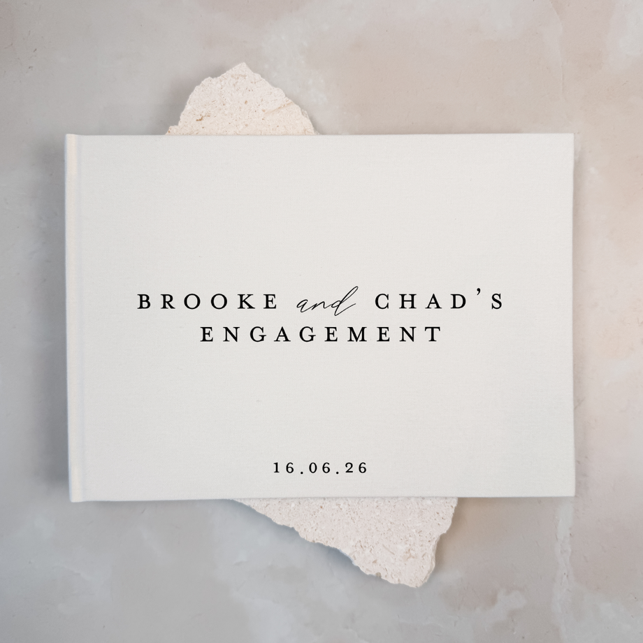 Personalised engagement guest book linen cover