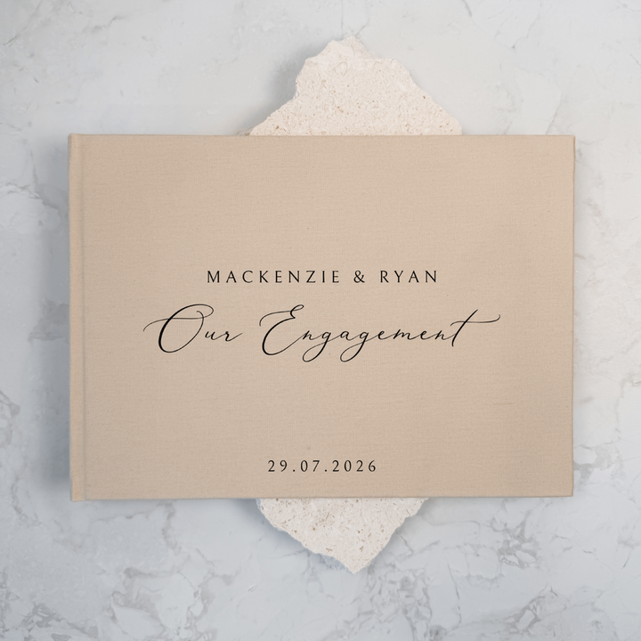 Personalised engagement guest book linen cover