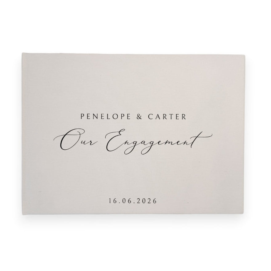 Personalised engagement guest book linen cover
