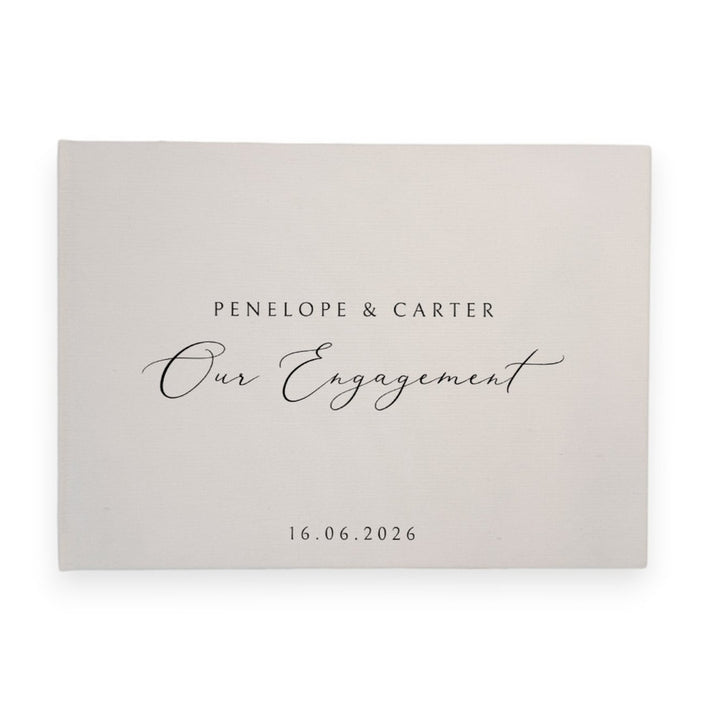 Personalised engagement guest book linen cover
