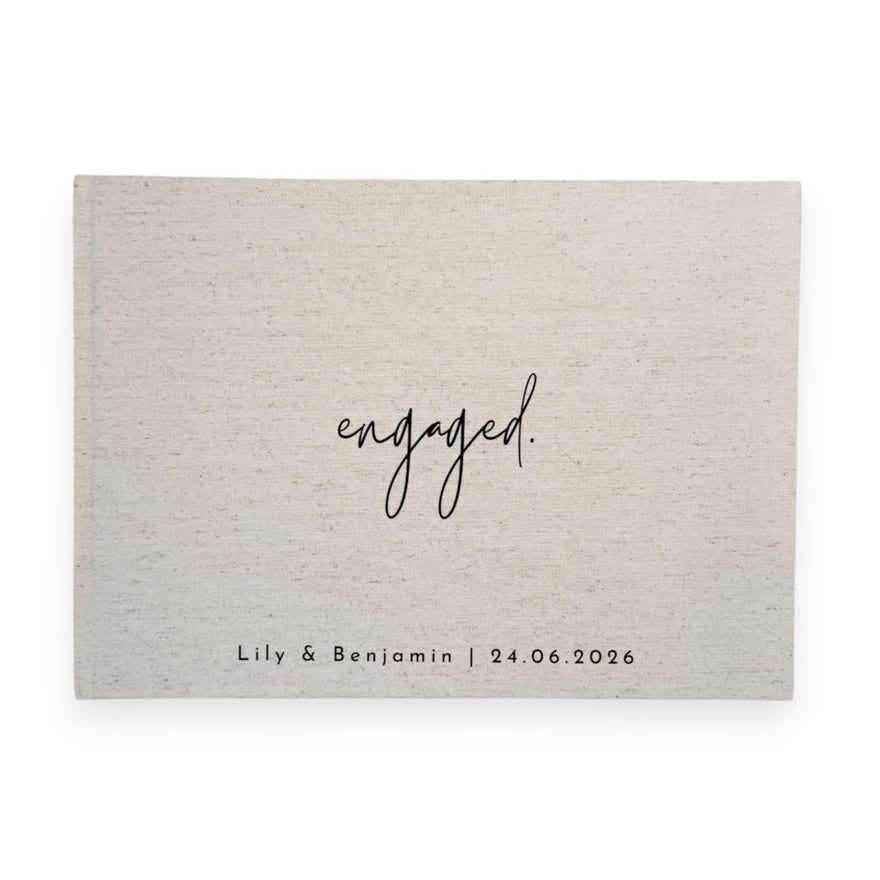 Personalised engagement guest book linen cover