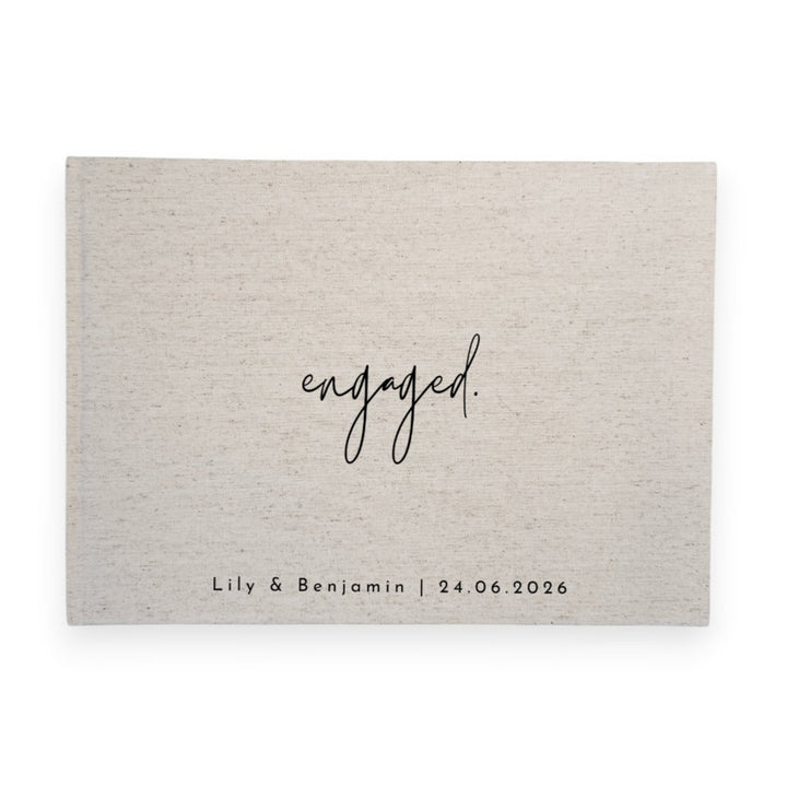 Personalised engagement guest book linen cover