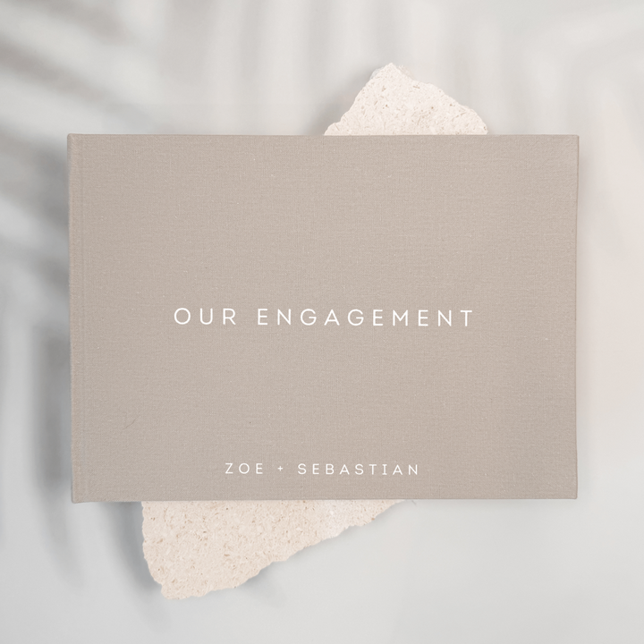 Personalised engagement guest book linen cover