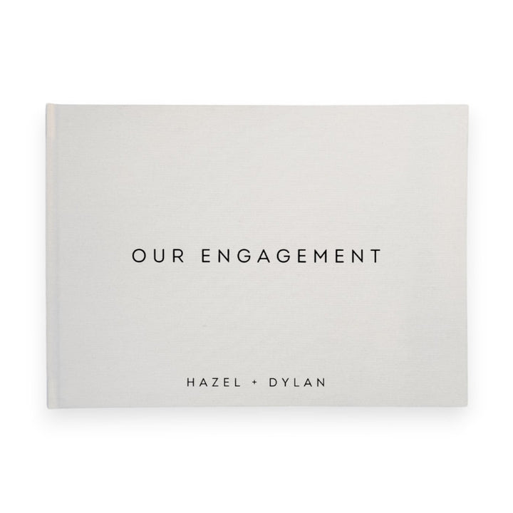 Personalised engagement guest book linen cover