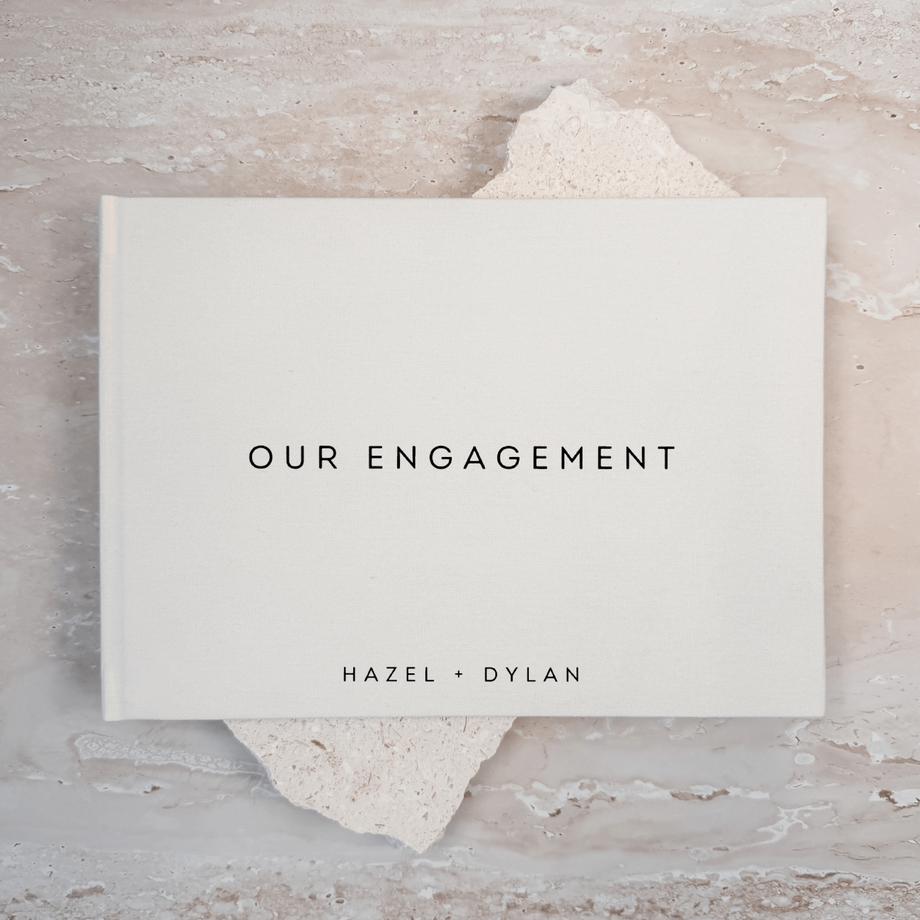Personalised engagement guest book linen cover
