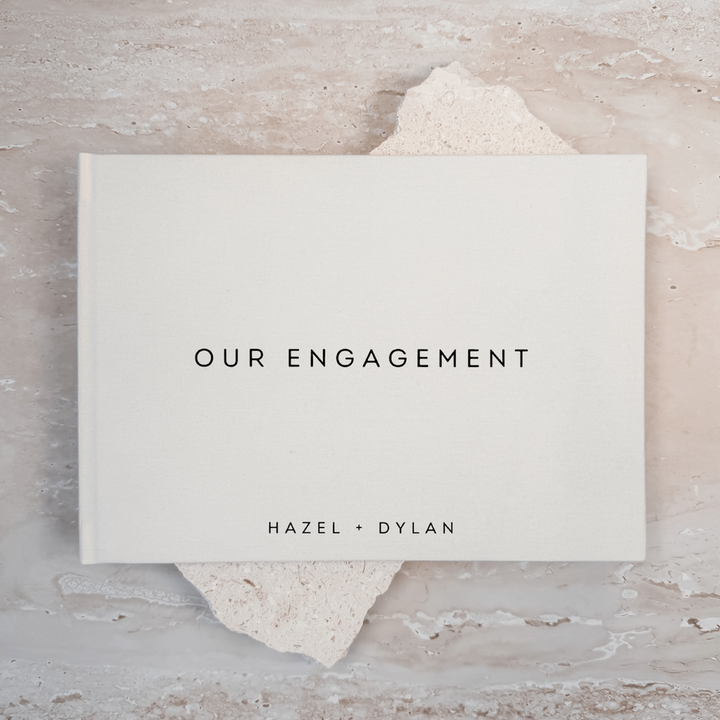 Personalised engagement guest book linen cover