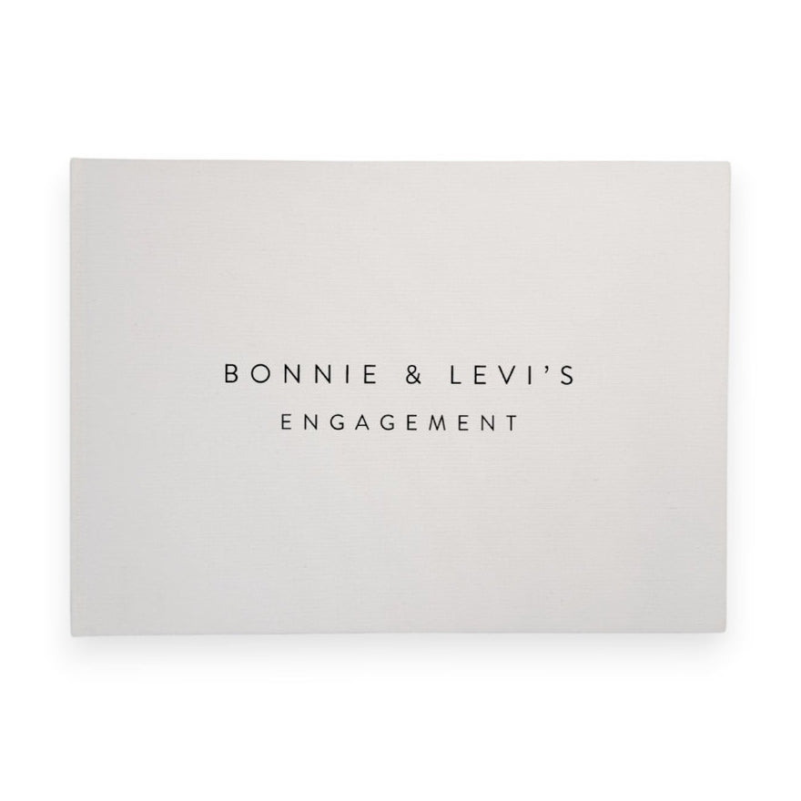 Personalised engagement guest book linen cover