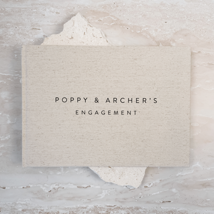 Personalised engagement guest book linen cover