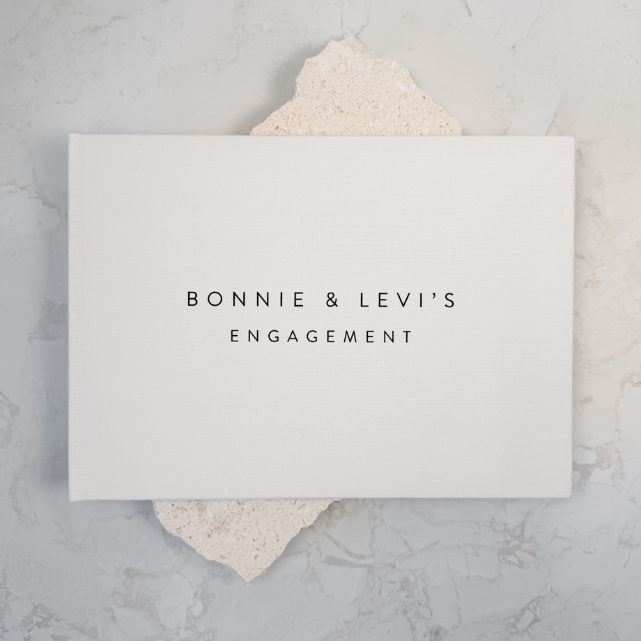 Personalised engagement guest book linen cover