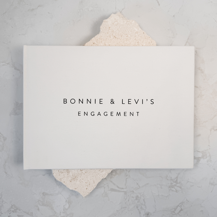 Personalised engagement guest book linen cover