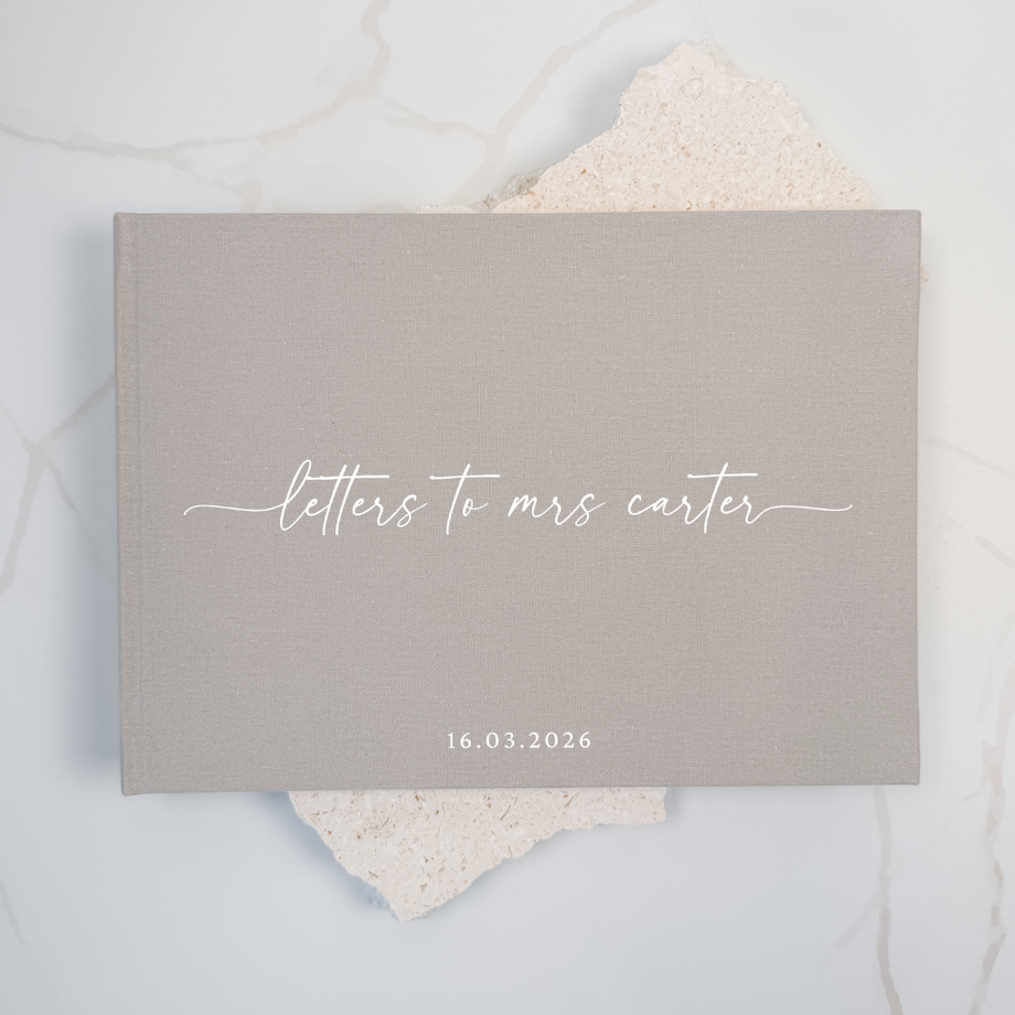 Letters to the bride linen guest book