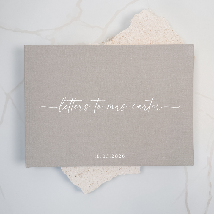 Letters to the bride linen guest book